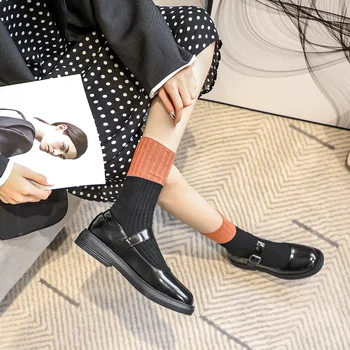 2020 Студентски Универсален черен Обувки Mary Jane в корейски стил в стил Колеж, дамски Есен Малка Кожена Обувки lykj-yzl