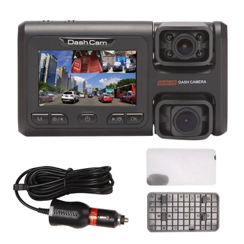2K + 1080P + 1080P Автомобилен видеорекордер WiFi Дървар за нощно виждане с две лещи Dash Cam Автомобилна камера (Без GPS)