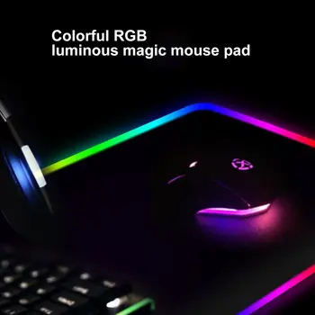 350*250*4 мм, 1 бр. Цветни RGB Светлинен Симфоничен Подложка За мишка Геймърска Подложка За мишка RGB Цветен Геймърска Подложка За Мишка Голяма Подложка За Мишка