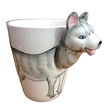 3D Керамични чаши за кафе Офис настолни чаша за вода с форма на животински Детски сутрешната чаша Петел Хъски таби заек прасе