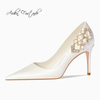 Arden Фуртадо/пролет 2021 г.; модни дамски обувки; обувки на висок ток с остър пръсти и фин пръсти; Копринени елегантни празнични сватбени обувки