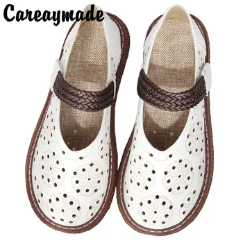 Careaymade -Пролетно-летни сандали Baotou в национален стил в стил ретро с изрезки, Ежедневни обувки, Горски отдел, Дебела подметка, Големи размери