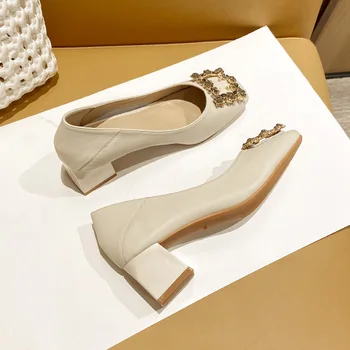 FamtiYard/Обувки На висок ток, Дамски Обувки От естествена Кожа, дамски обувки-лодки на ниски токчета, женските Модела обувки, zapatos para mujer elegante