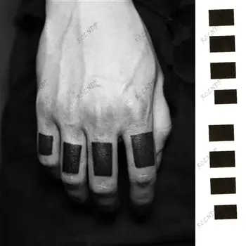 Водоустойчив Временна Татуировка Стикер Тотем Черен Модел Квадратен Пръстите на Ръцете Ръка Шията на Фалшиви Татуировки Флаш Татуировка на Мъжете Жените