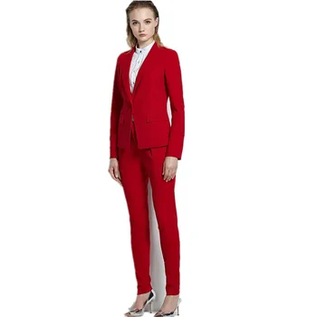 Дамски Брючные Костюми, червен OL костюм, бизнес костюм в западен стил, висок клас однобортный Костюм от 2 теми, яке + панталон