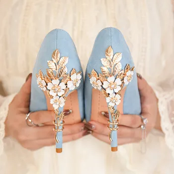 Луксозни сватбени Реколта Обувки с Декорация във формата на Кристали за Жени 2022 Вечерни Вечерни Елегантни Дамски Обувки на Токчета Чубрица