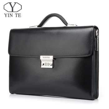 Мъжки портфейл от кожа YINTE, класическа кожена бизнес мъжки работна чанта, Модерна чанта-месинджър, мъжка чанта-портфейл T8383-6