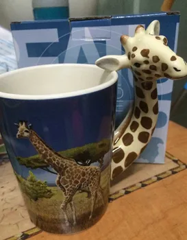 Прекрасна Чаша с Жирафа, Креативна Керамична Чашата за Кафе с ръчно рисувани